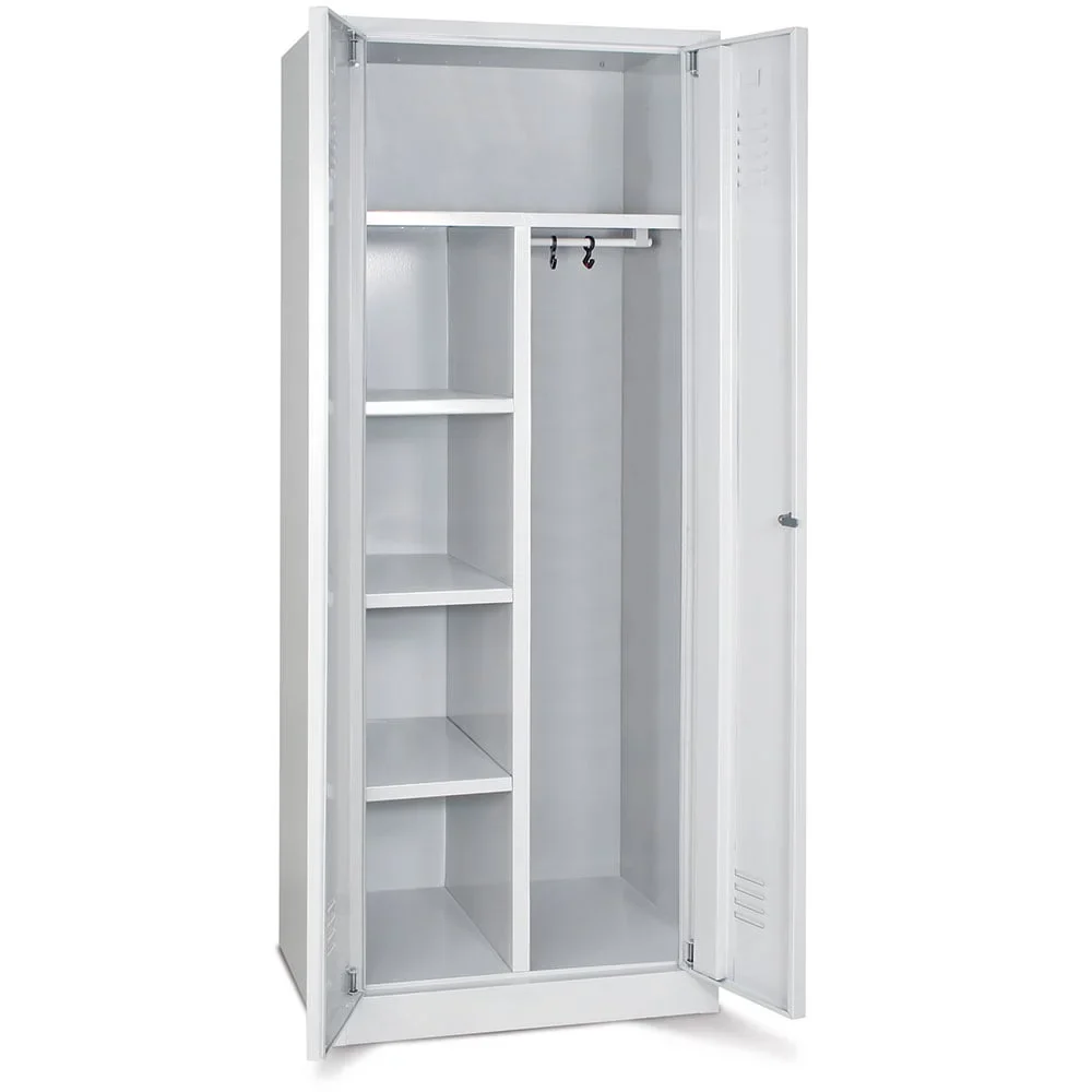 Akten- und Kleiderschrank mit Sockel, BxTxH 600x500x1800 mm, lichtgrau RAL 7035 - Image 2