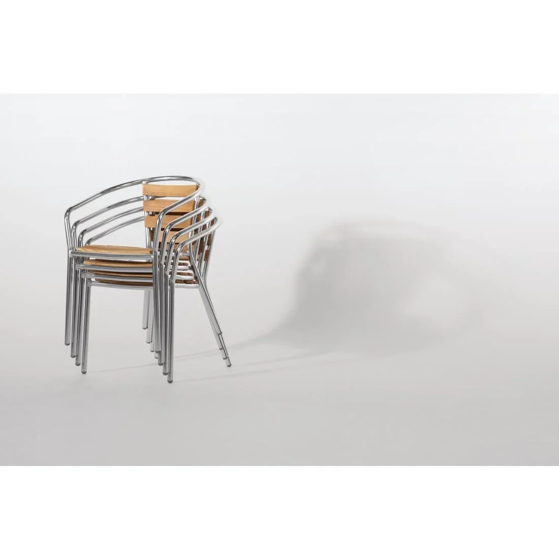 Aluminium - Eschenholzarmlehnstühle Bolero stapelbar - 4 Stück - Image 10
