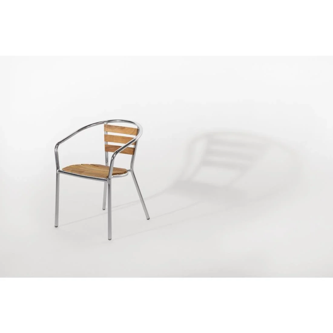 Aluminium - Eschenholzarmlehnstühle Bolero stapelbar - 4 Stück - Image 9