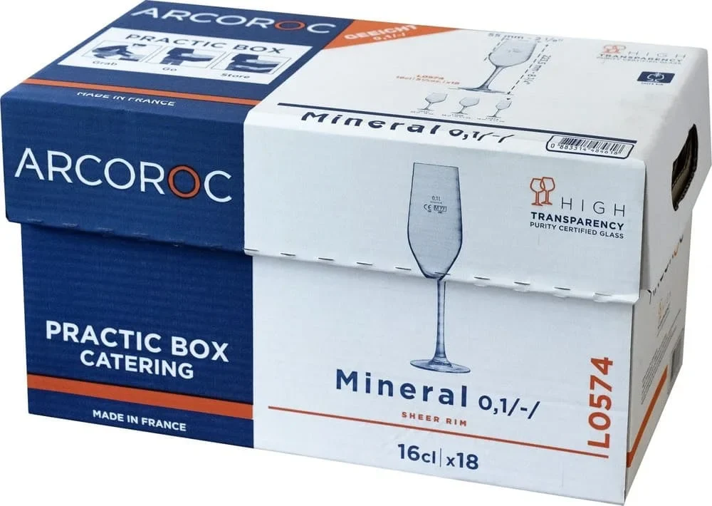 Arcoroc Mineral Sektglas 16 cl mit Füllstrich bei 0,1 l, 18er Catering-Box - Image 2