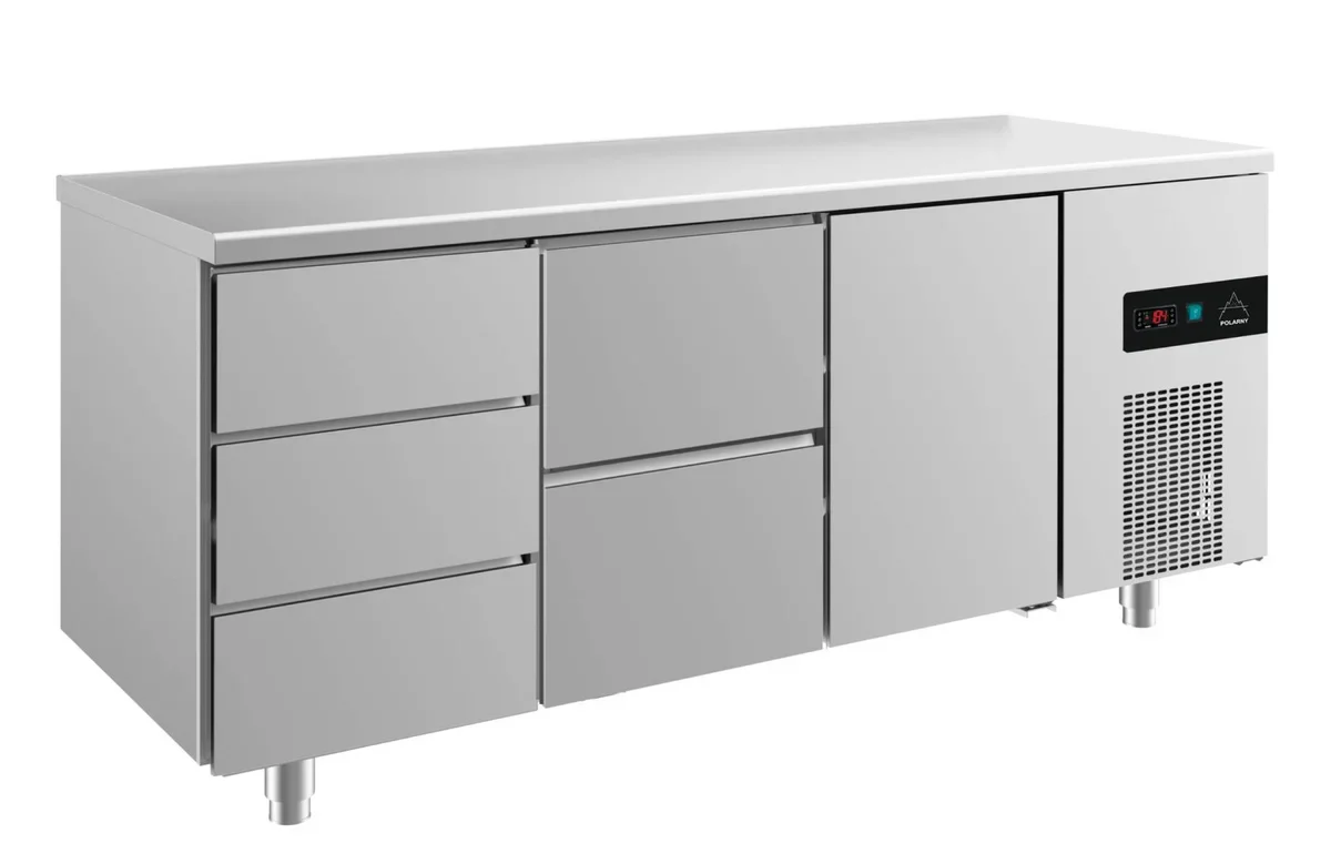A&S Kühltisch -2 bis +8°C 1865x700x850mm mit 1x Tür, 1x zwei Schubladen und 1x drei Schubladen (3DZT)