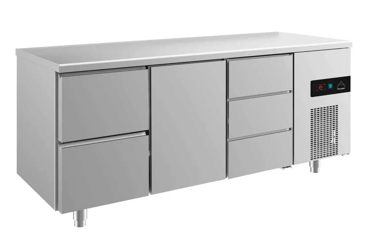 A&S Kühltisch -2 bis +8°C 1865x700x850mm mit 1x Tür, 1x zwei Schubladen und 1x drei Schubladen (3ZTD)
