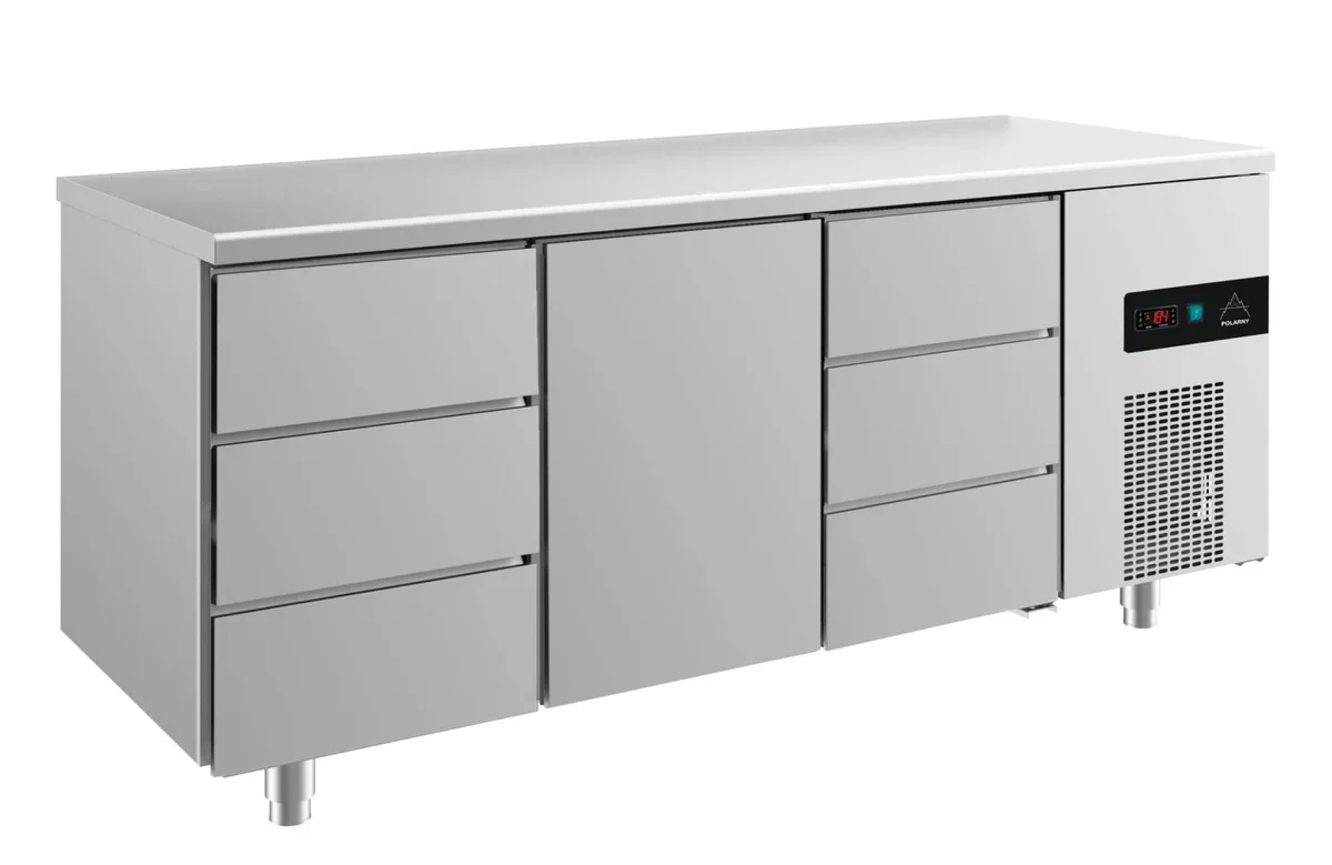 A&S Kühltisch -2 bis +8°C 1865x700x850mm mit 1x Tür und 2x drei Schubladen (3DTD)