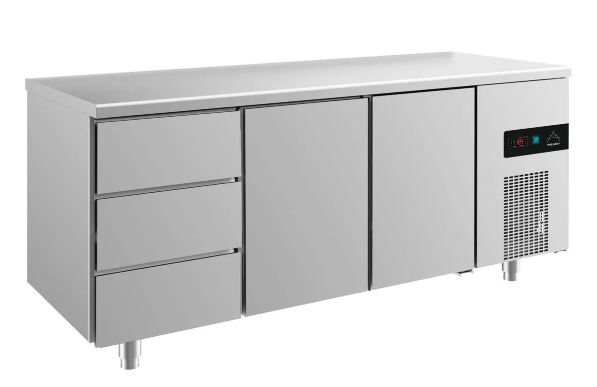 A&S Kühltisch -2 bis +8°C 1865x700x850mm mit 2x Türen und 1x drei Schubladen (3DTT)