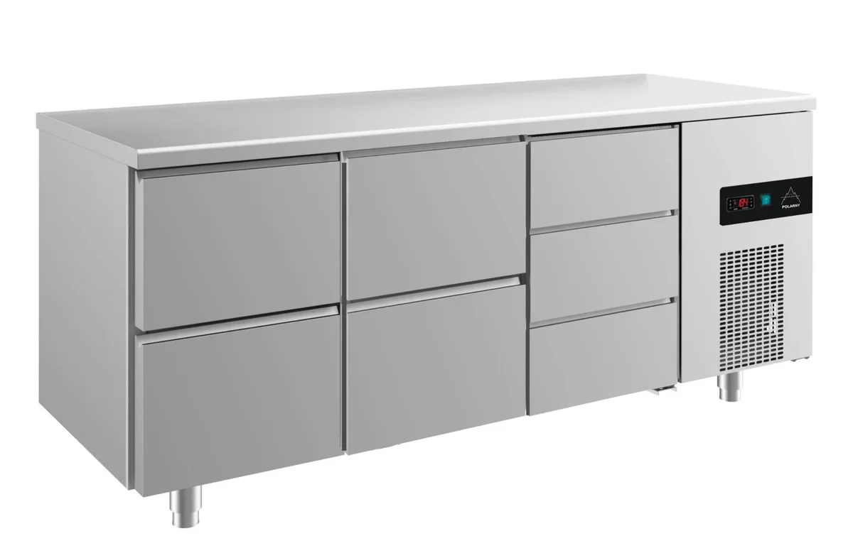 A&S Kühltisch -2 bis +8°C 1865x700x850mm mit 2x zwei Schubladen und 1x drei Schubladen (3ZZD)
