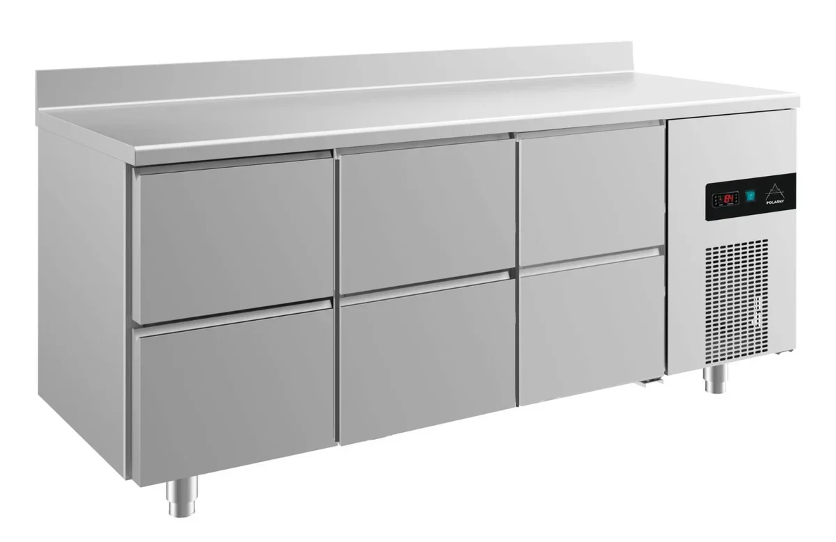 A&S Kühltisch -2 bis +8°C 1865x700x850mm mit 3x zwei Schubladen u. Aufkantung (3ZZZA)