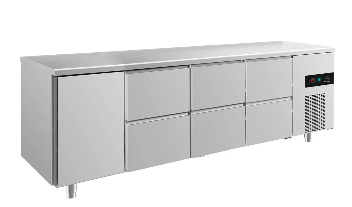 A&S Kühltisch -2 bis +8°C 2330x700x850mm mit 1x Tür und 3x zwei Schubladen (4TZZZ)