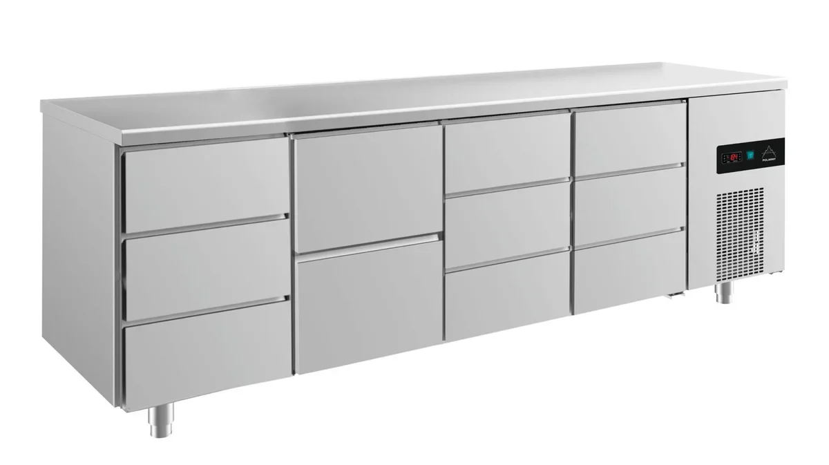 A&S Kühltisch -2 bis +8°C 2330x700x850mm mit 1x zwei Schubladen und 3x drei Schubladen (4DZDD)