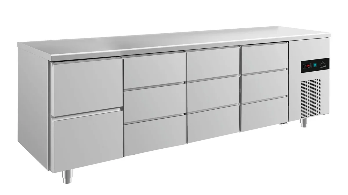 A&S Kühltisch -2 bis +8°C 2330x700x850mm mit 1x zwei Schubladen und 3x drei Schubladen (4ZDDD)