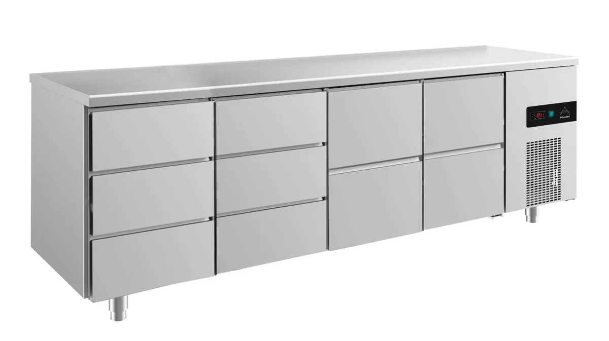 A&S Kühltisch -2 bis +8°C 2330x700x850mm mit 2x zwei Schubladen und 2x drei Schubladen (4DDZZ)