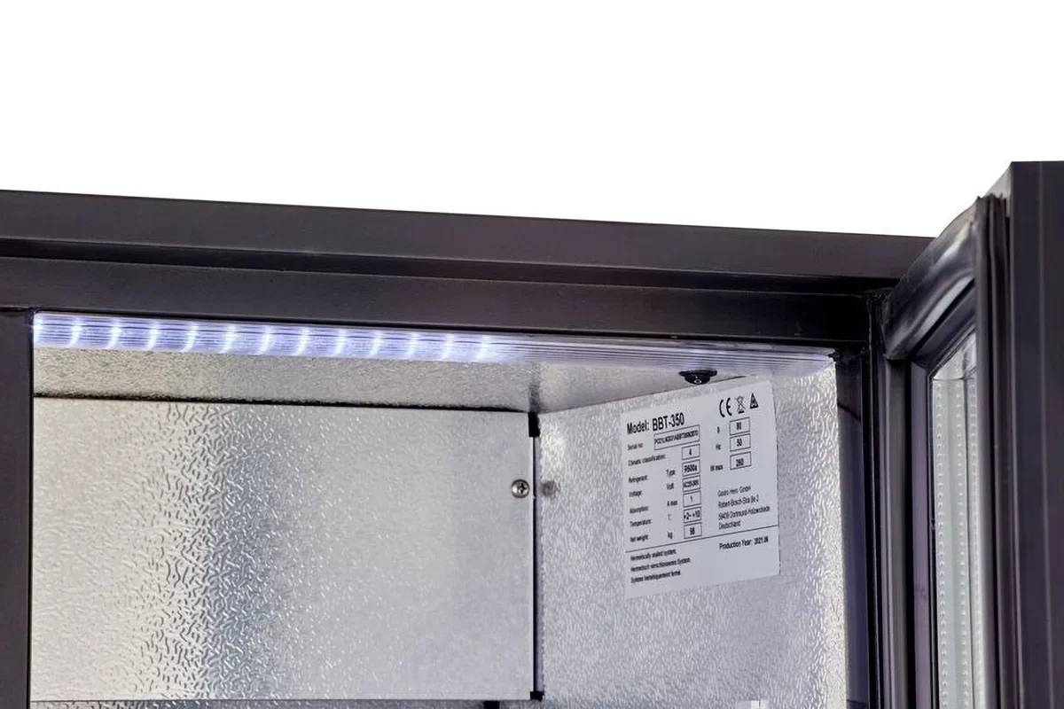 Barkühlschrank ECO 350 mit Klapptüren schwarz, LED Beleuchtung, unterbaubar - Image 4