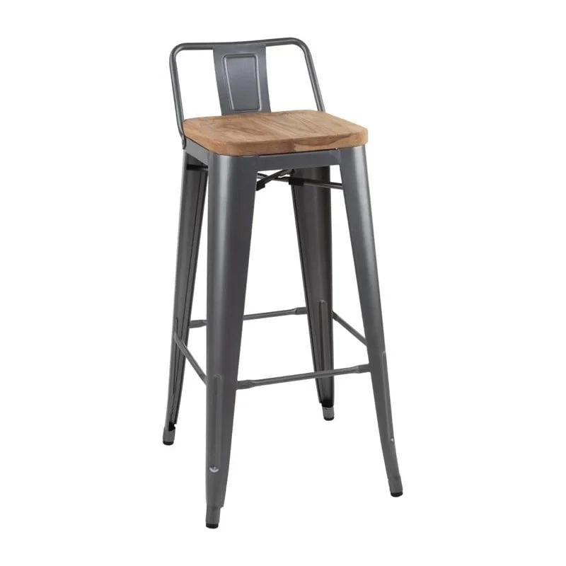 Bolero Bistro Hochbarstuhl mit Holzsitz grau, 4 Stück
