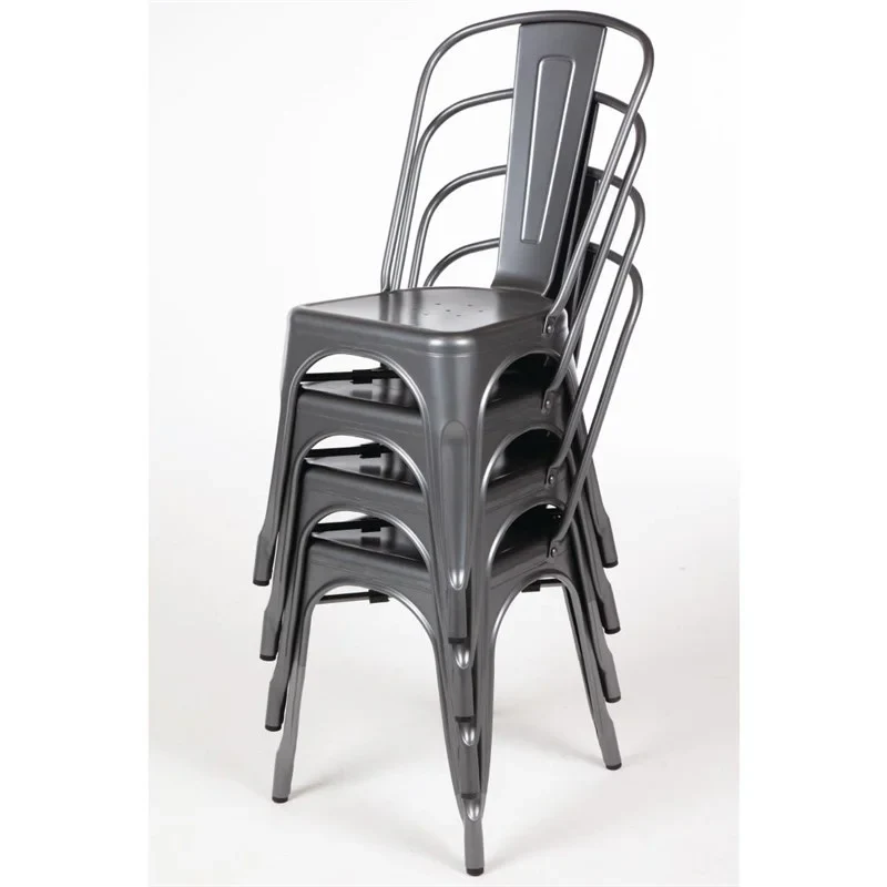 Bolero Bistro Stahl Beistellstühle Gun Metal Grau (4 Stück) - Image 8