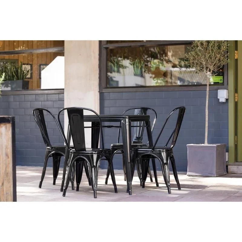 Bolero Bistro Stahl Beistellstühle Schwarz (4 Stück) - Image 3