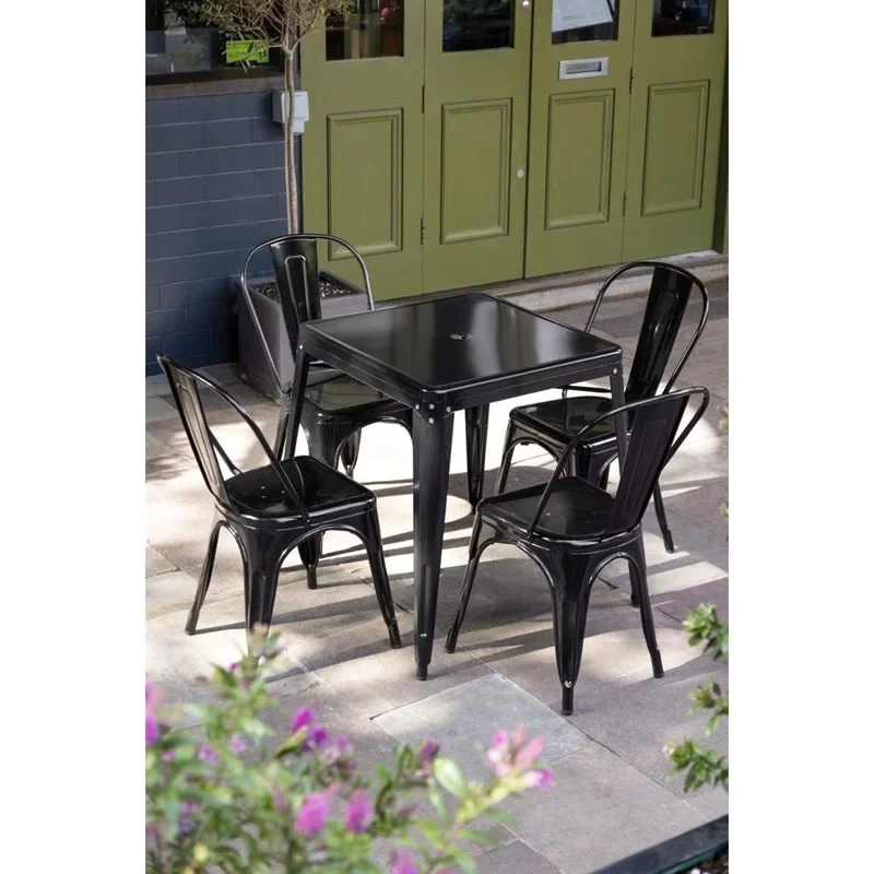 Bolero Bistro Stahl Beistellstühle Schwarz (4 Stück) - Image 6