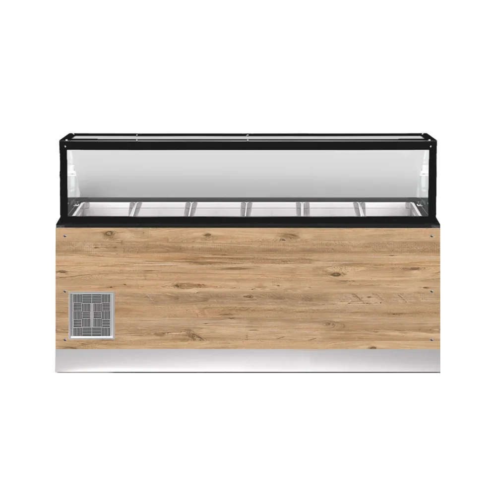 CLASSIC LINE Salattheke 6x 1/1GN, 226x88x134cm, schwarzer Granit, LED Beleuchtung