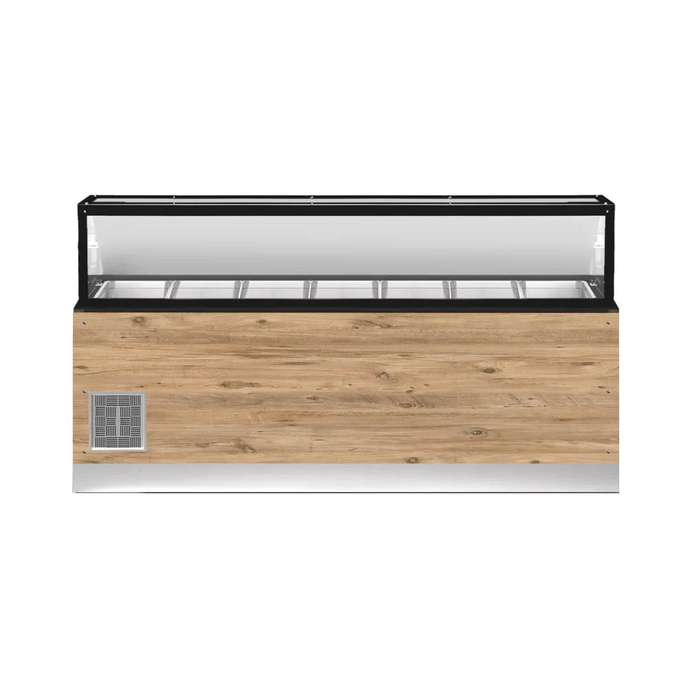 CLASSIC LINE Salattheke 7x 1/1GN, 256x88x134cm, schwarzer Granit, LED Beleuchtung