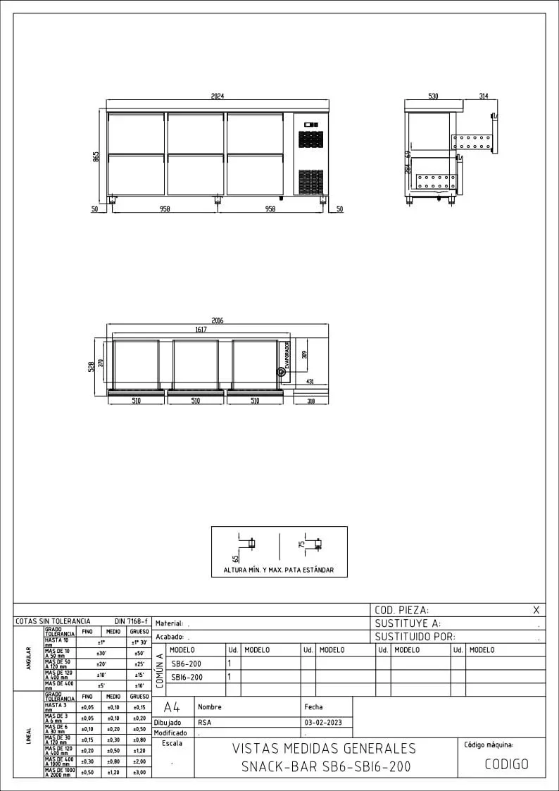 Coreco Barkühltisch PROFI 0/6 Edelstahl mit 6 Schubladen - Image 2