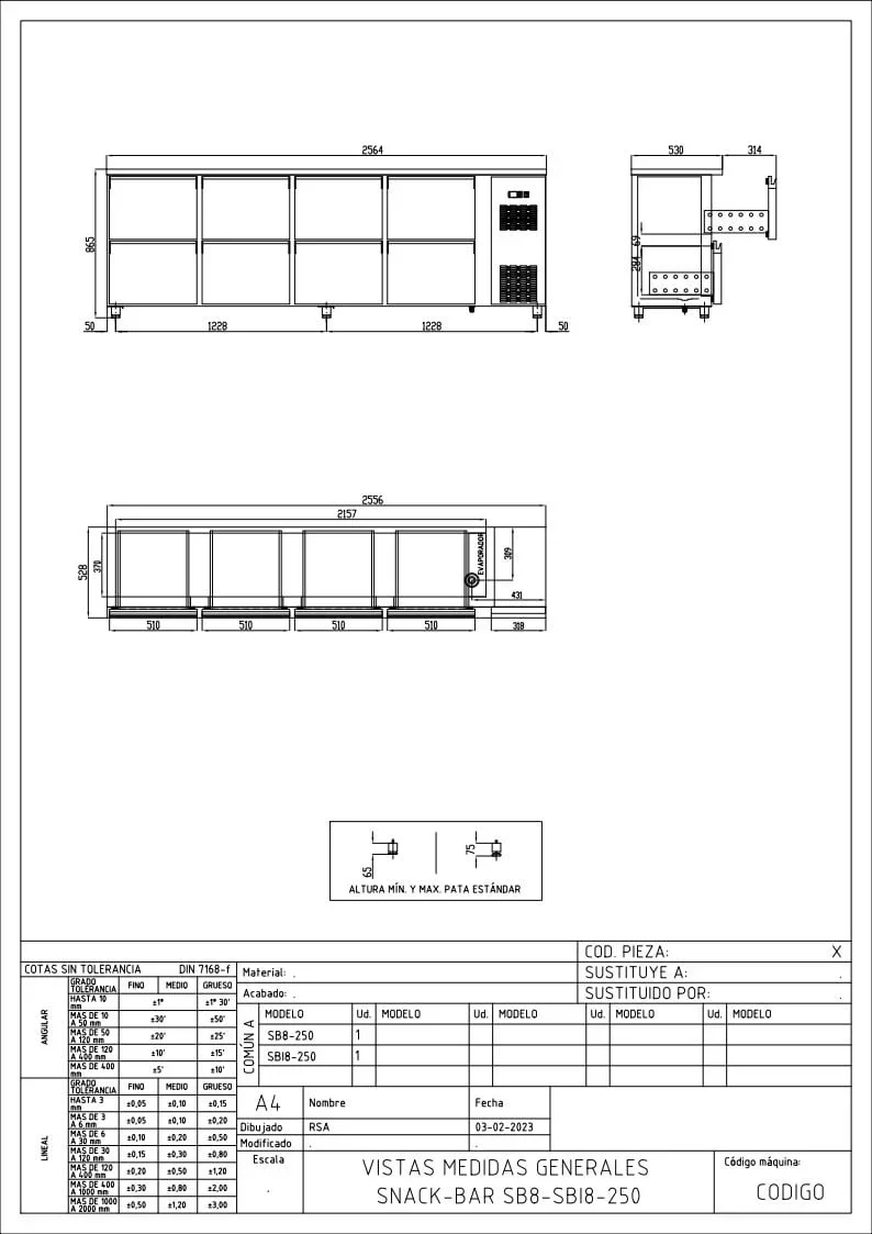 Coreco Barkühltisch PROFI 0/8 Edelstahl mit 8 Schubladen - Image 2