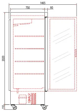 Coreco Edelstahlkühlschrank US Range 1400 mit Glastür - Image 5