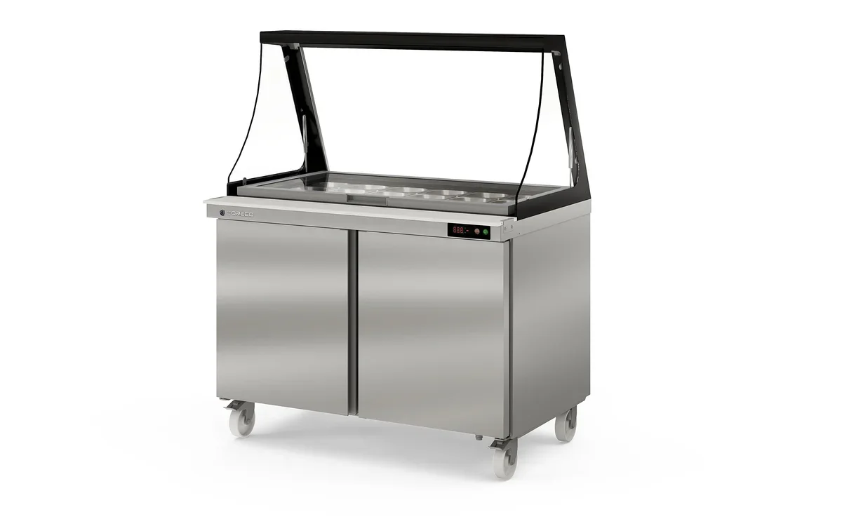 Coreco Saladette US Range 1200 - 2/0 mit Glasaufsatz