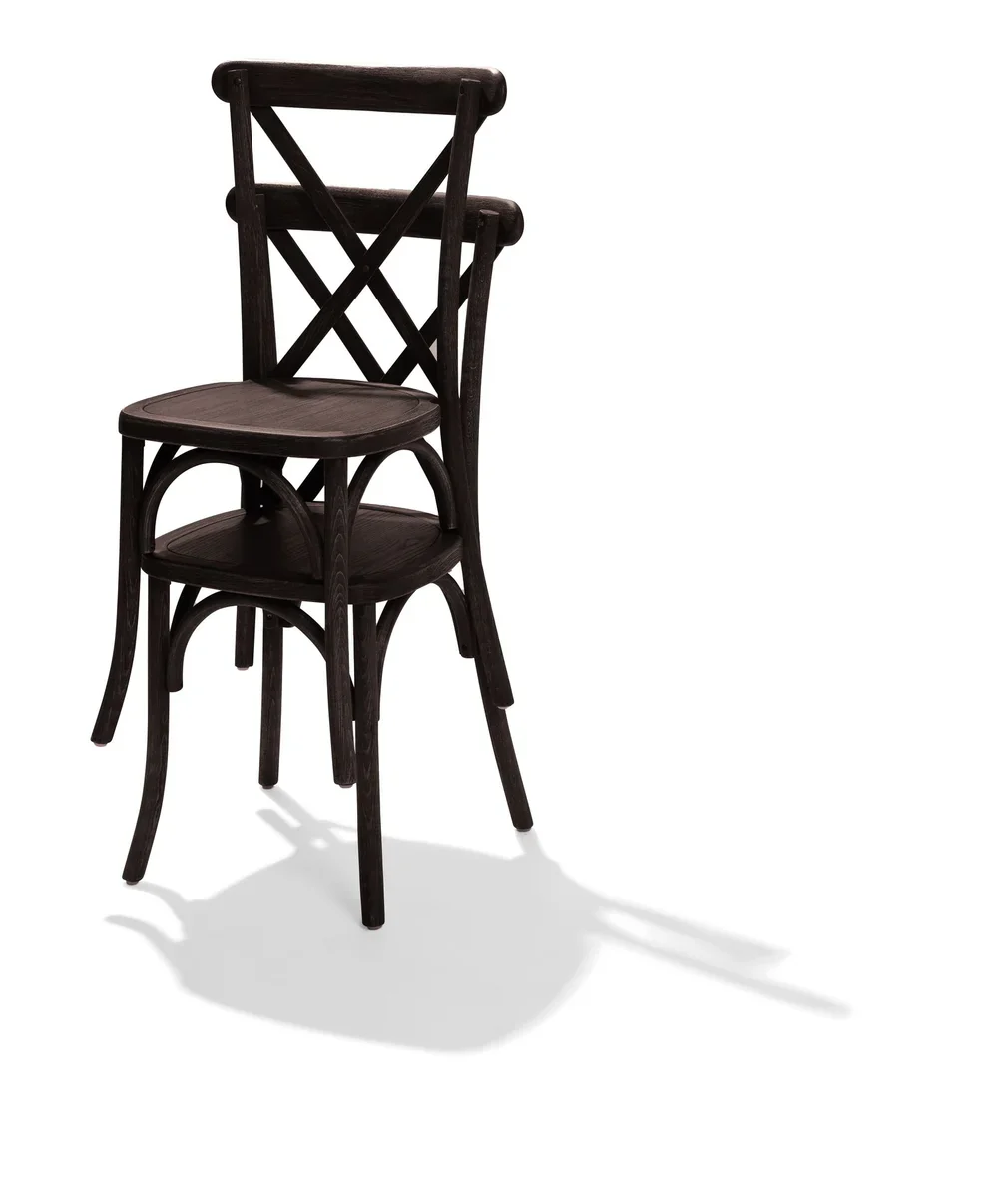 Feros Crossback Stapelstuhl Massivholz, Hell, 480 x 470 x 880 mm - Image 4