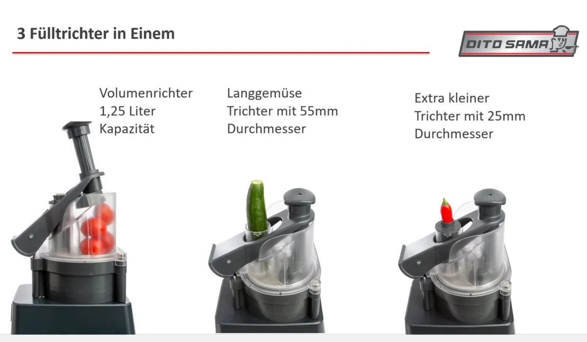 Dito Sama Prep4You Gemüseschneider variable Geschwindigkeit 500 bis 1200 U/Min, 500 W, patentierter Einfülltrichter - Image 2