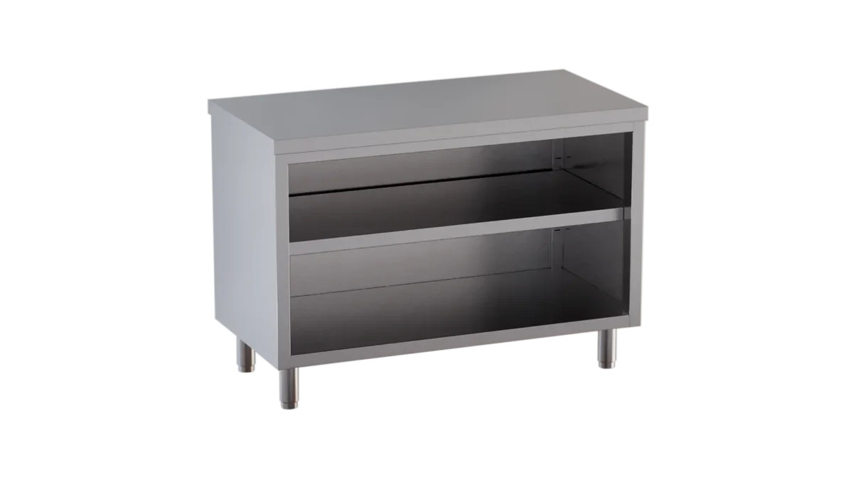Edelstahl-Arbeitsschrank ECO 12x7 offen ohne Aufkantung
