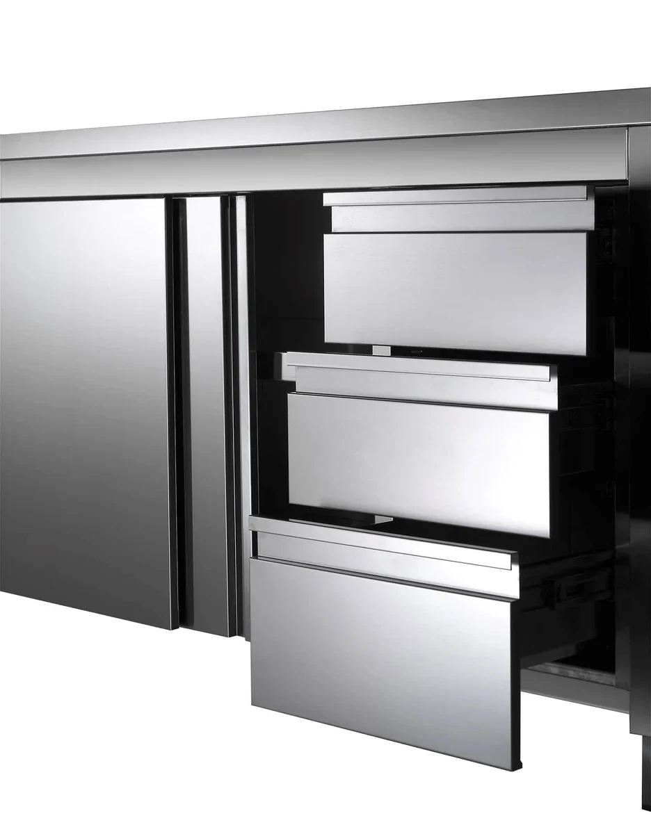 Edelstahl-Arbeitsschrank ECO mit Flügeltür und 3 Schubladen 12x6 - Image 2
