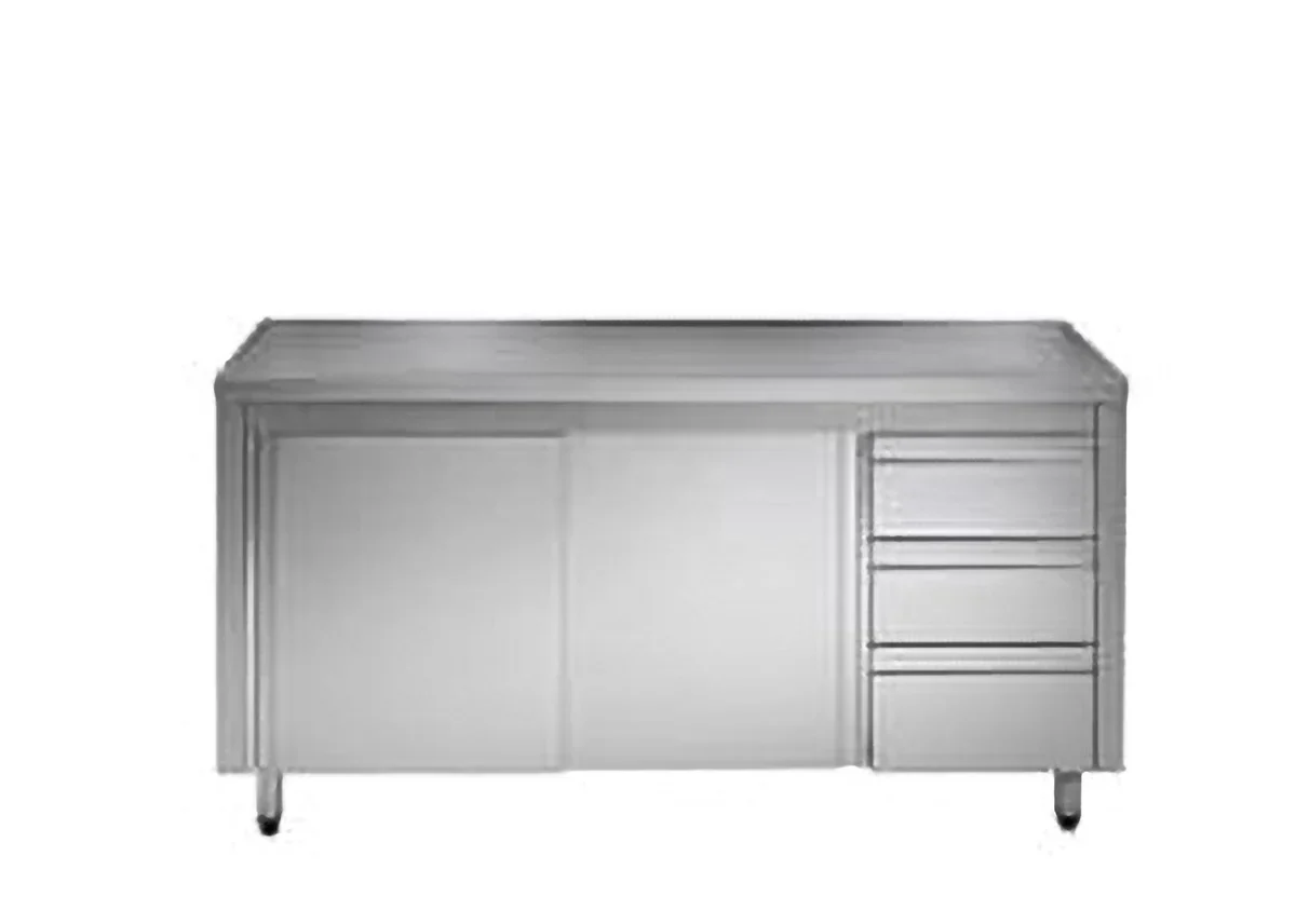 Edelstahl-Arbeitsschrank ECO mit Schiebetür und 3 Schubladen 15x7 - Image 3