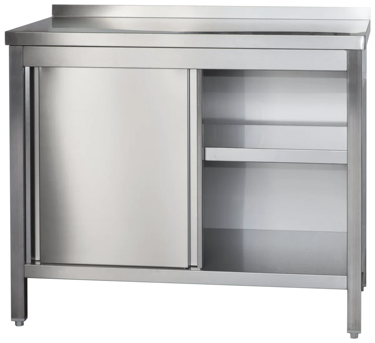 Edelstahl Arbeitsschrank Profi mit Schiebetüren und Aufkantung - 1000 x 600 mm - Image 3
