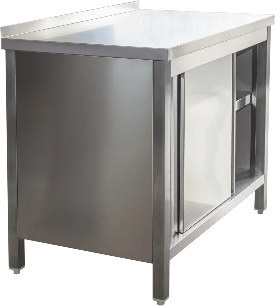 Edelstahl Arbeitsschrank  Profi mit Schiebetüren und Aufkantung - 1800 x 600 mm - Image 4