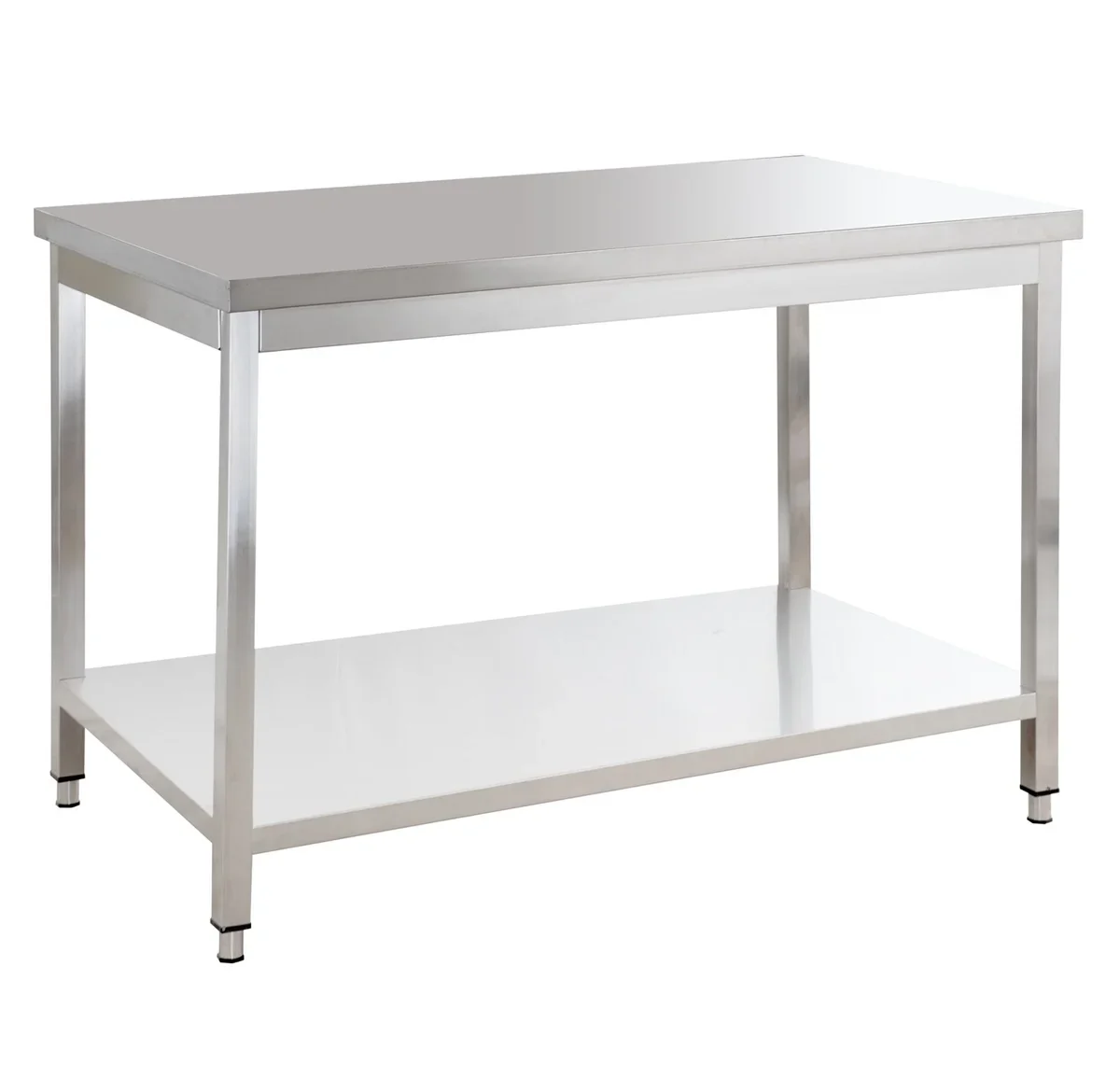 Edelstahl Arbeitstisch Basic 12x6 mit Grundboden, zur Selbstmontage