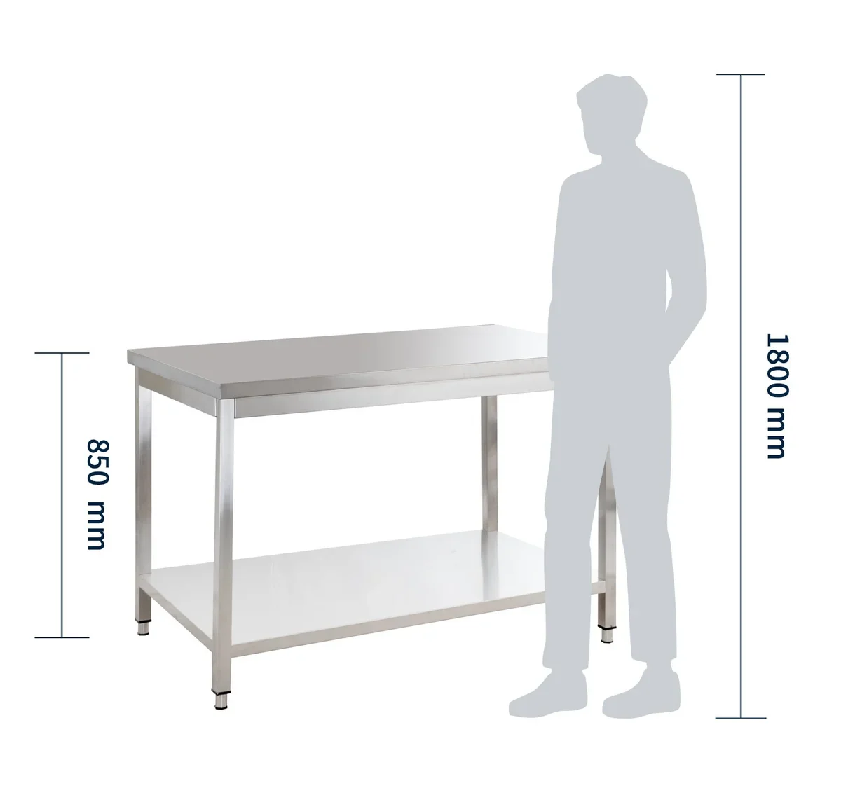 Edelstahl Arbeitstisch Basic 15x6 mit Grundboden, zur Selbstmontage - Image 3