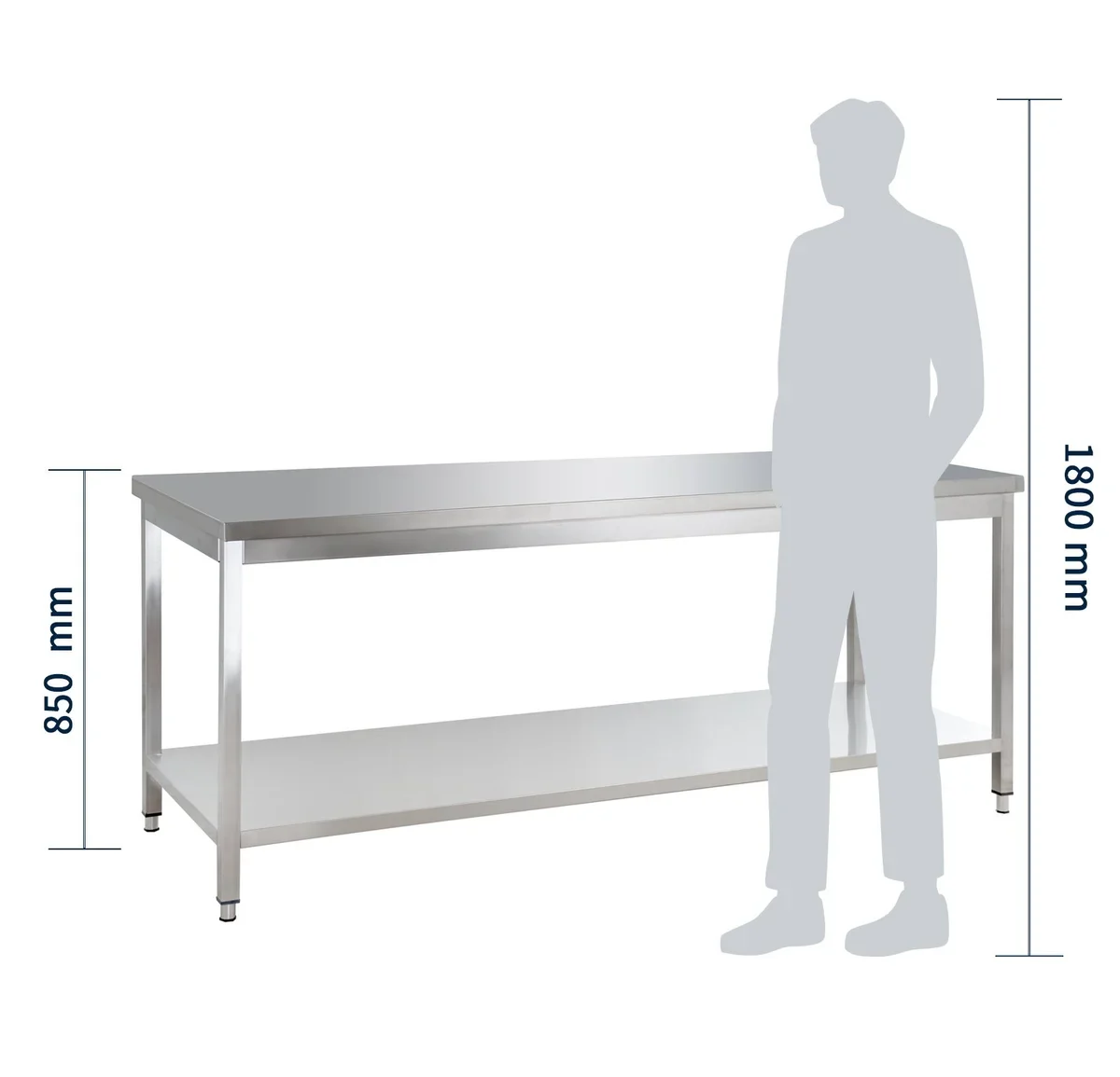 Edelstahl Arbeitstisch Basic 20x6 mit Grundboden, zur Selbstmontage - Image 3