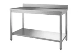 Edelstahl Arbeitstisch Eco 15x6 mit Grundboden und Aufkantung - Image 2