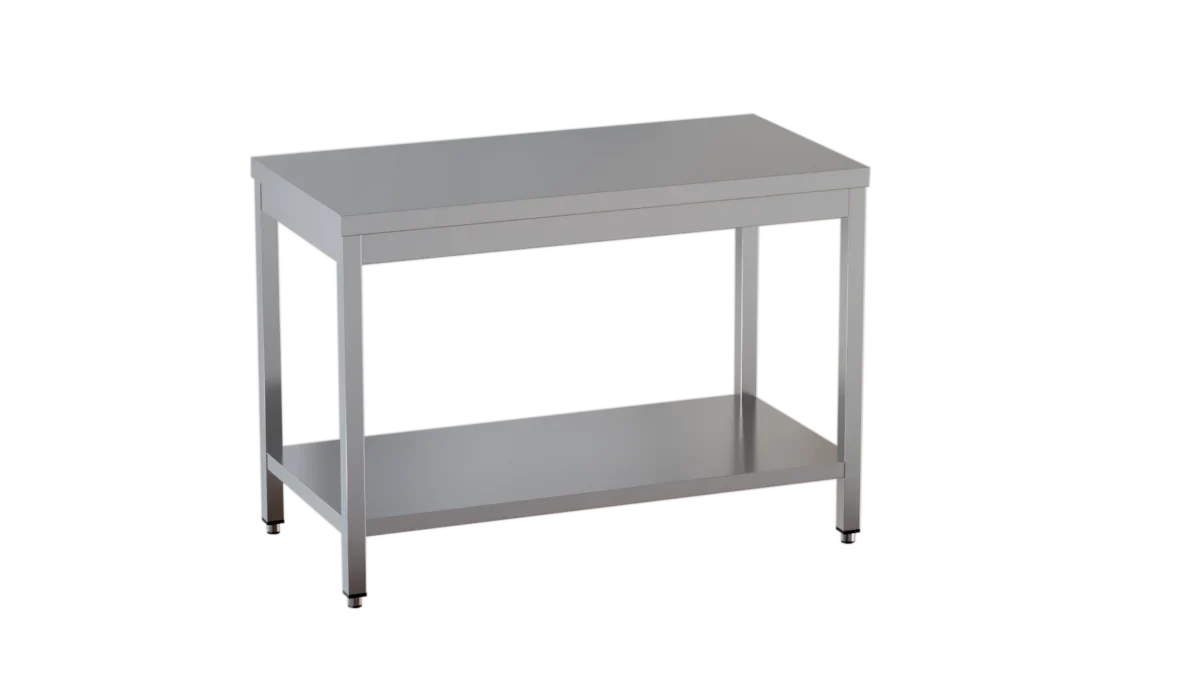 Edelstahl Arbeitstisch Eco 20x7 mit Grundboden