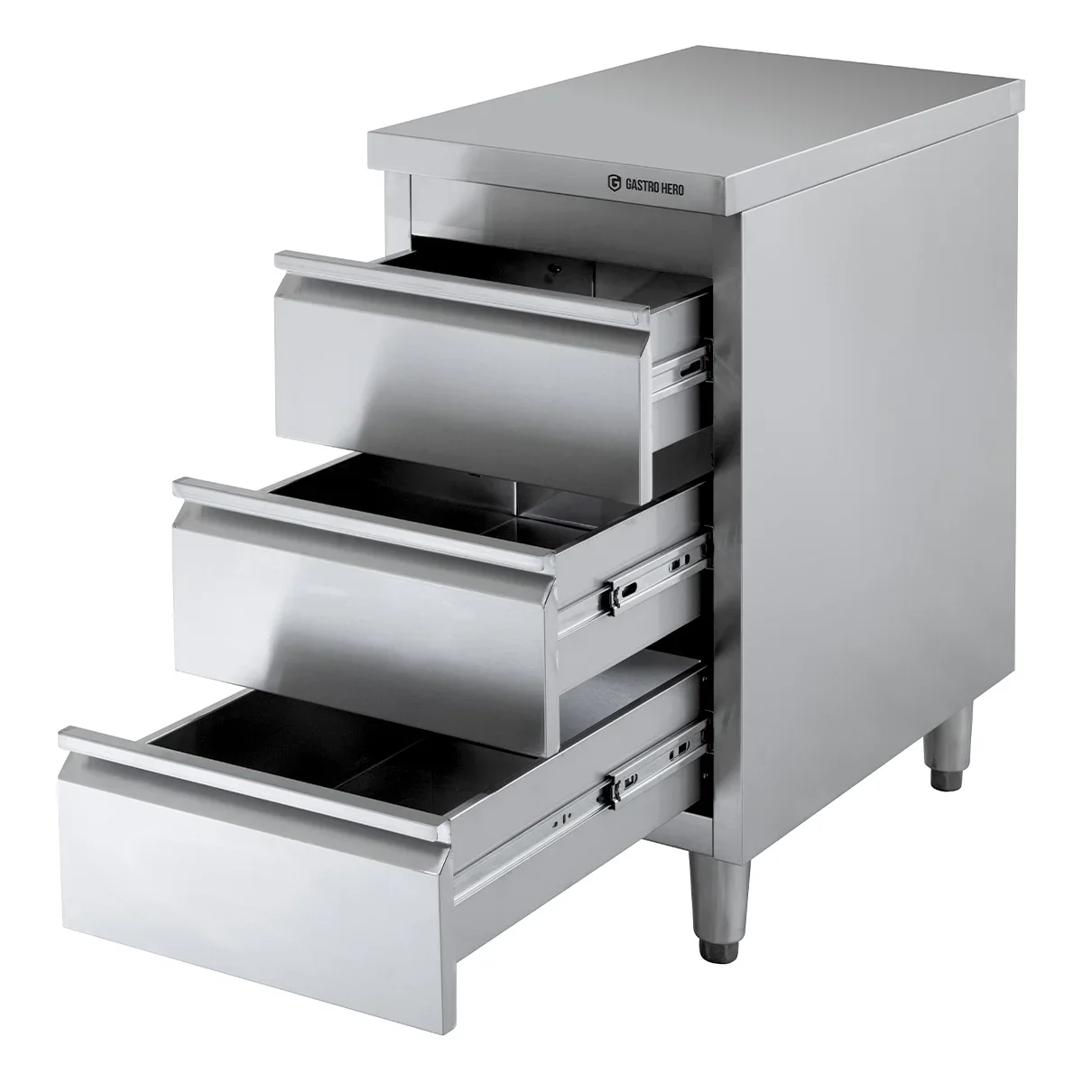 Edelstahl-Schubladenschrank BASIC 3er Einheit 600, AISI 201 - Image 2