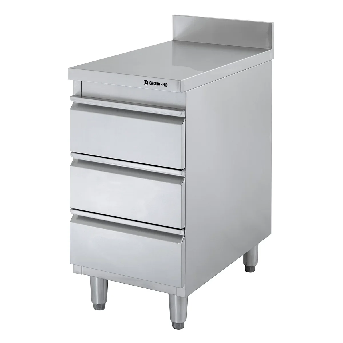 Edelstahl-Schubladenschrank BASIC 3er Einheit 700 mit Aufkantung, AISI 201 - Image 3