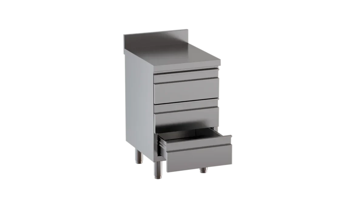 Edelstahl-Schubladenschrank ECO 3er Einheit 700 mit Aufkantung
