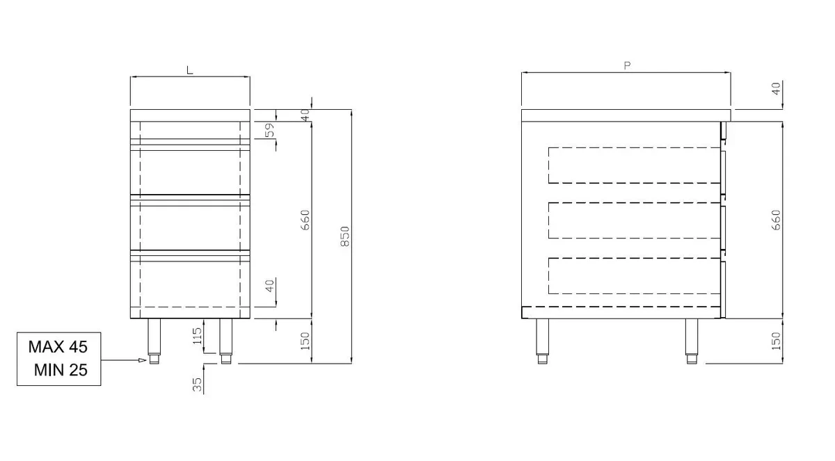 Edelstahl-Schubladenschrank ECO 3er Einheit 700 - Image 2