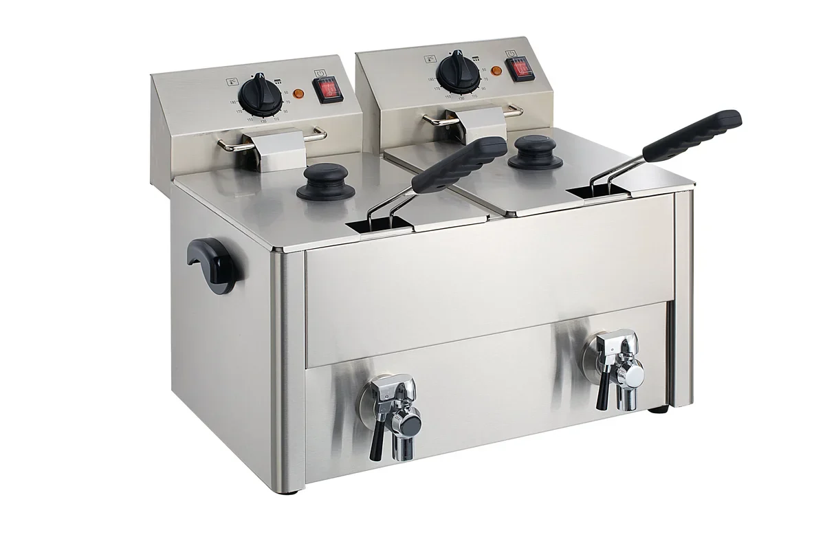 Elektro-Doppel-Fritteuse ECO 10+10 Liter mit Ablasshahn - Image 3