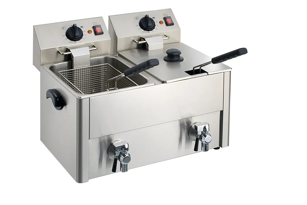 Elektro-Doppel-Fritteuse ECO 10+10 Liter mit Ablasshahn - Image 4