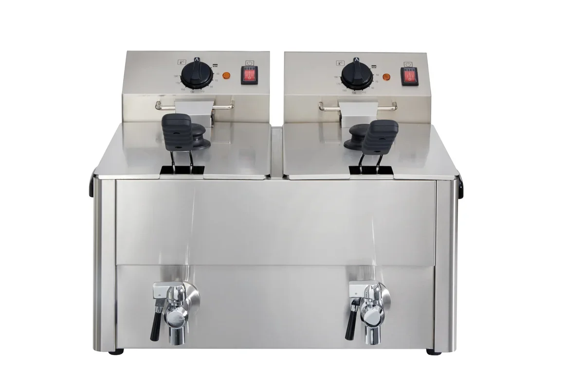 Elektro-Doppel-Fritteuse ECO 10+10 Liter mit Ablasshahn - Image 5