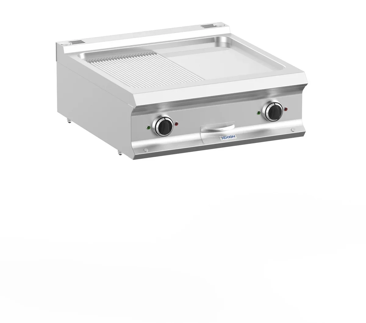 Elektrogrillplatte Dexion Lux 700 - 70/73 - ½ glatt, ½ gerillt, verchromt, Tischgerät - 10 kW