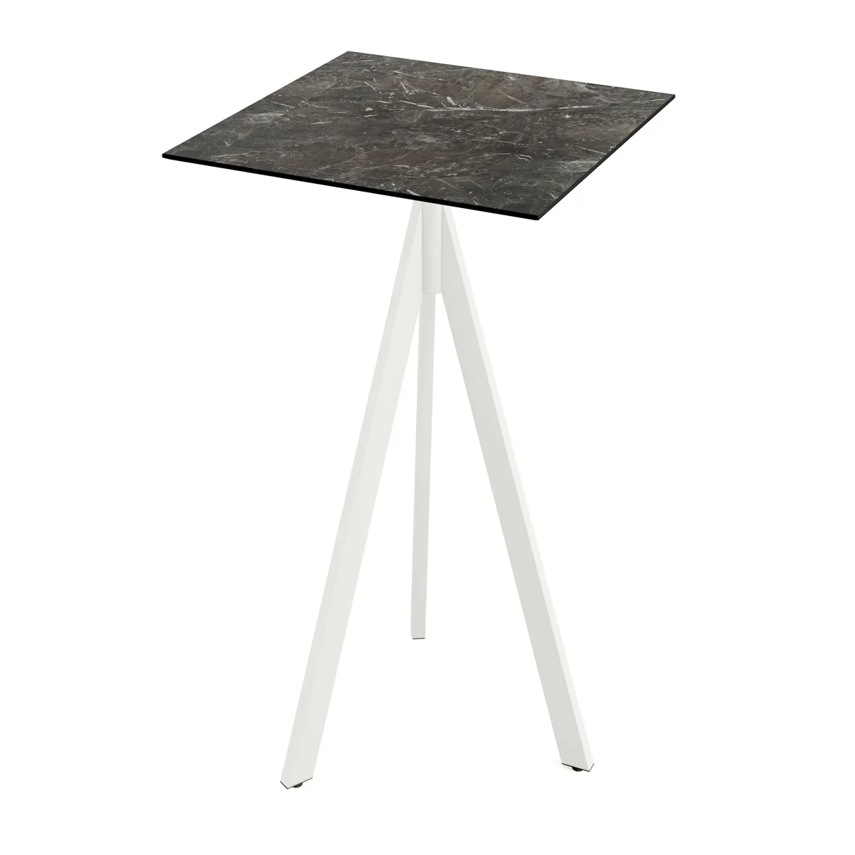 Feros Infinity Tripod Stehtisch Weiß frame + Galaxy Marble HPL 70x70 cm