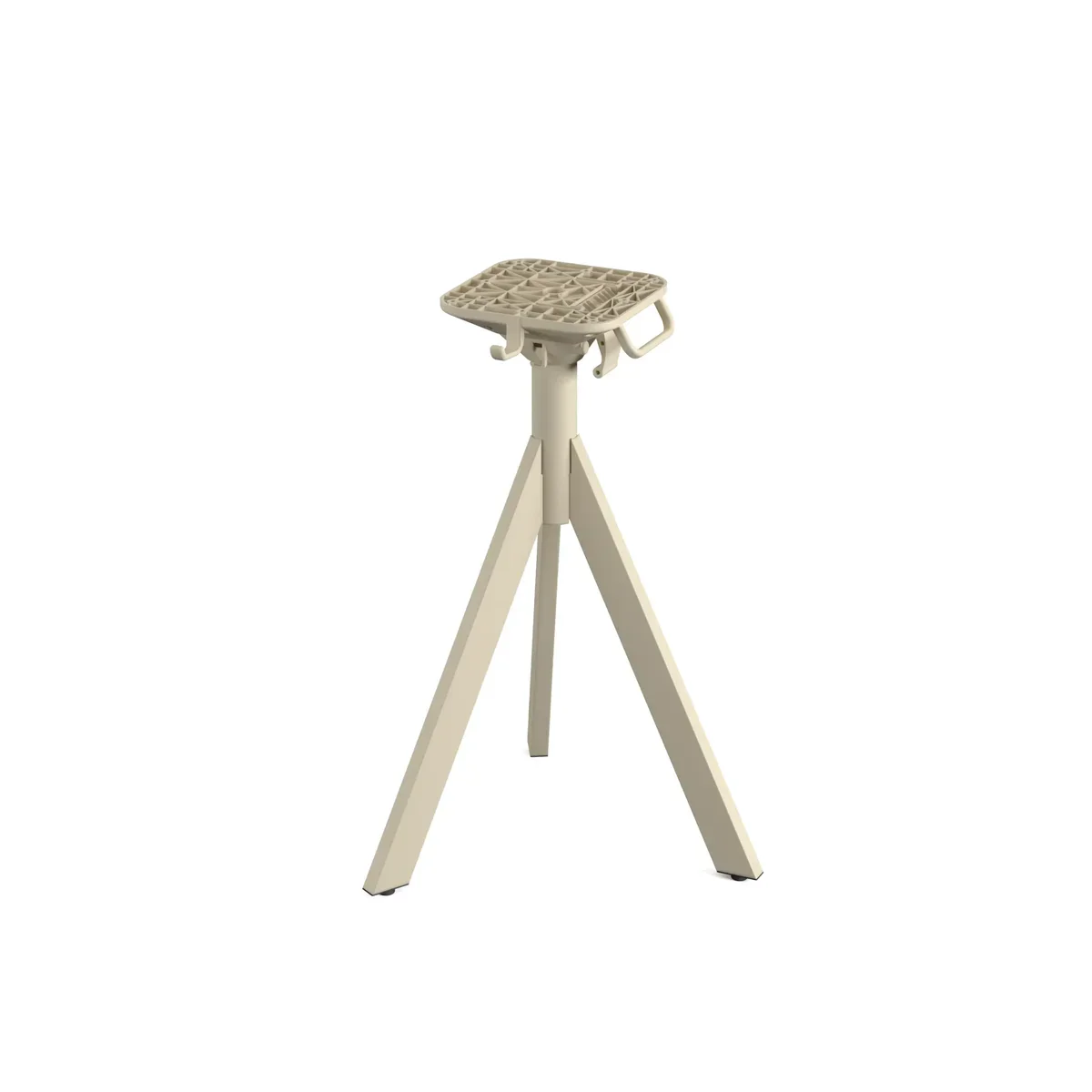 Feros Infinity Tripod Terrassentisch Sand frame + Tropical Wood HPL 70x70 cm - Image 3