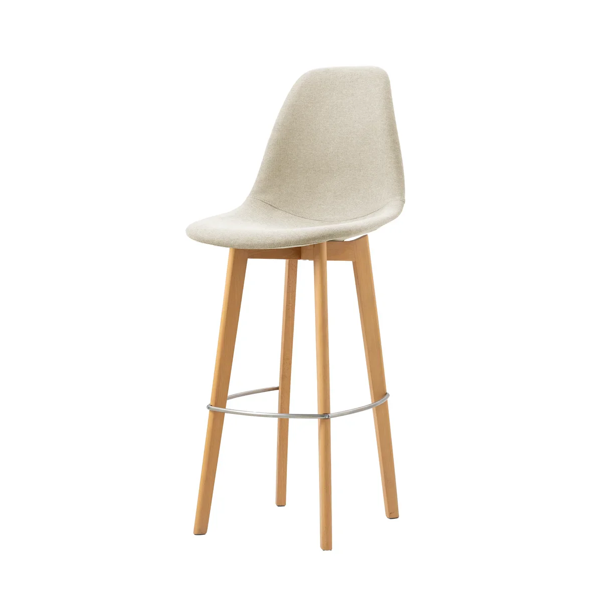FEROS Keeve stapelbarer Barstuhl gepolstert - Holz / Beige
