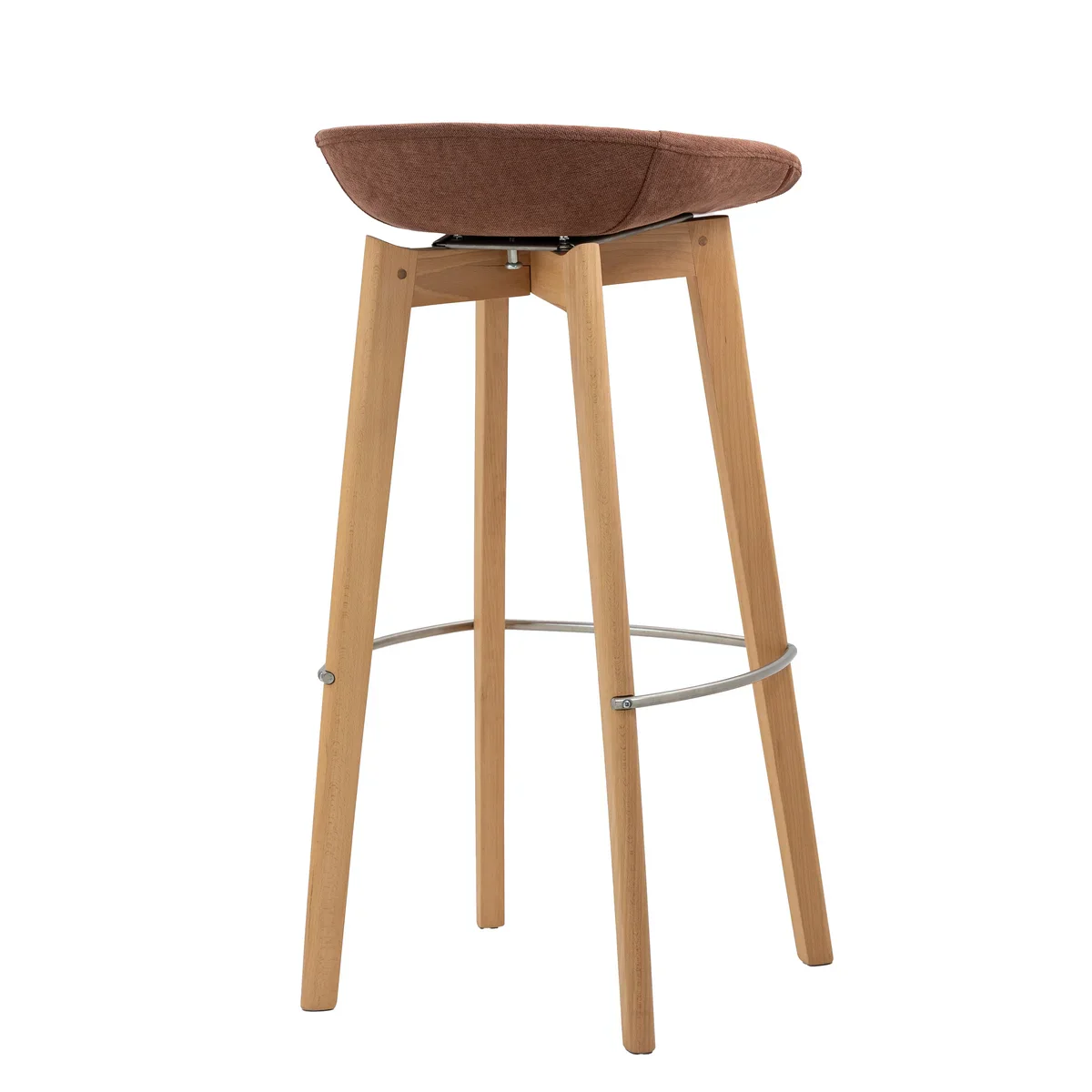 FEROS Keeve stapelbarer Barstuhl - niedrige Sitzschale, gepolstert - Holz / Rotbraun - Image 2