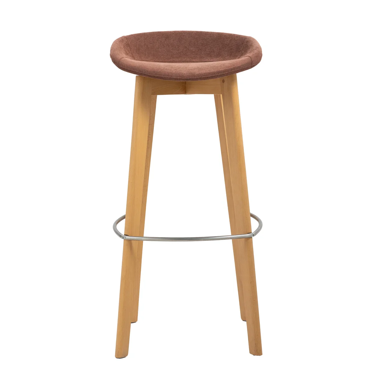 FEROS Keeve stapelbarer Barstuhl - niedrige Sitzschale, gepolstert - Holz / Rotbraun - Image 3